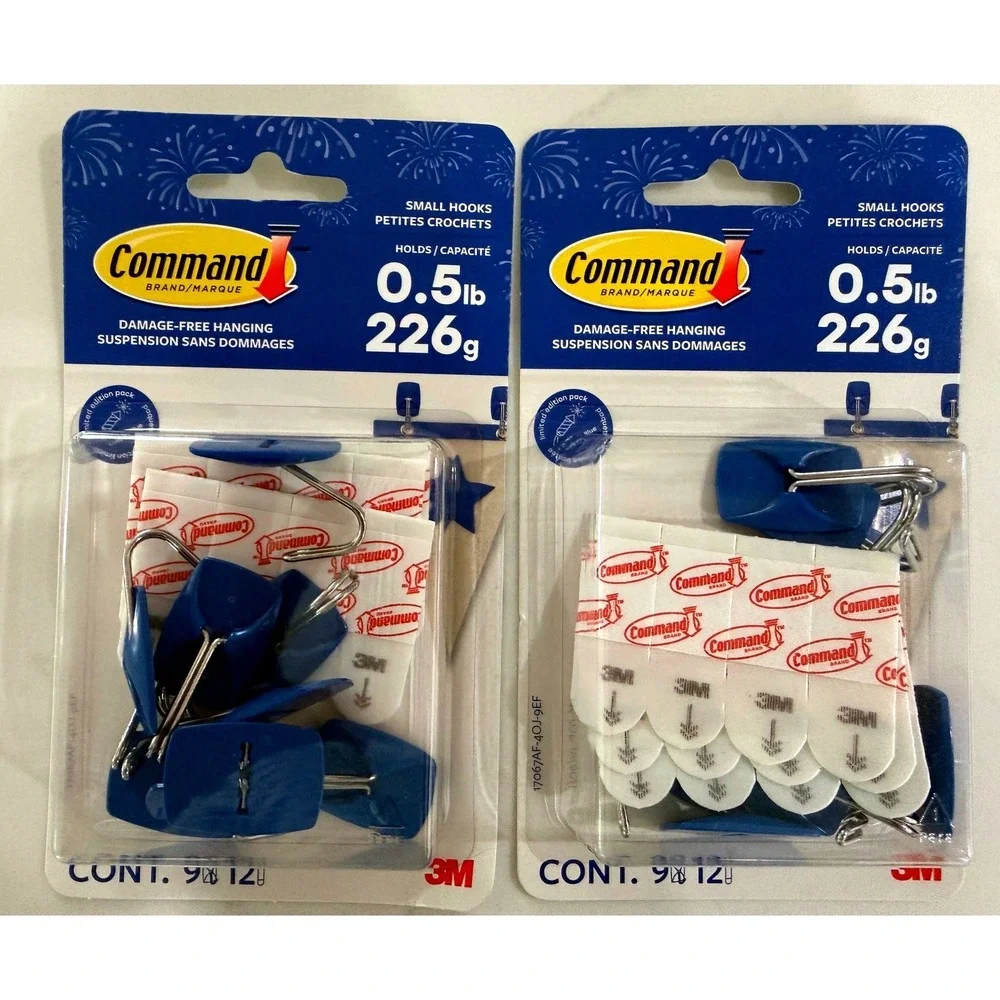 2 Pc 3M Command Small Toggle Hooks Blue Damage Free 0.5lb 17067AF-4OJ-9EF $22